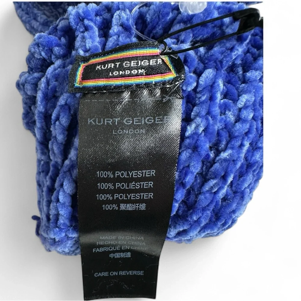 Kurt Geiger Soft Chenille Women’s Mittens Blue One Size NWT